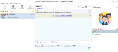 Ça y est, tout est prêt et vous pouvez commencer une discussion avec votre binôme et également envoyer des fichiers !